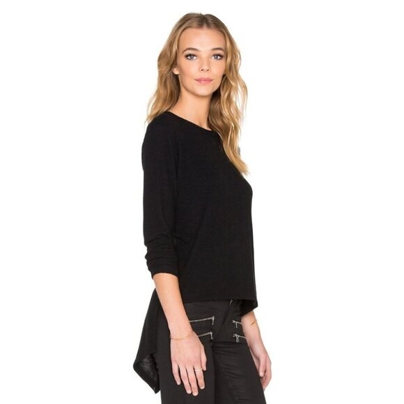LNA Ace Sweater Open Split Back Slit Long Sleeve Asymmetrical hem Black Size XS - Picture 12 of 16